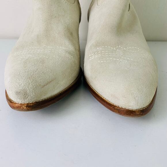 Polo by Ralph Lauren Women's Lucille Calfskin Suede Ankle Boots Cream Size 10B - Picture 4 of 16